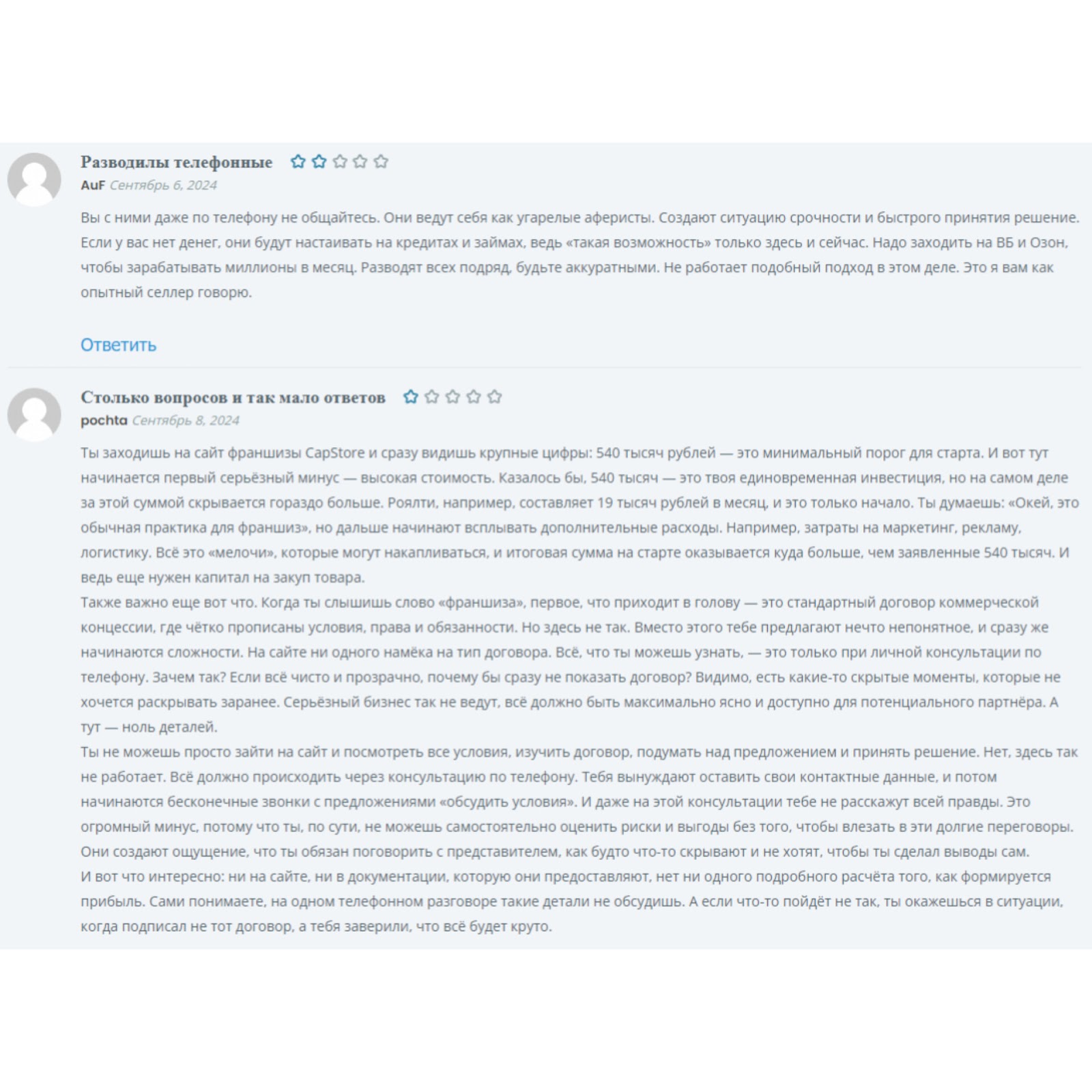 cap store отзывы франшиза