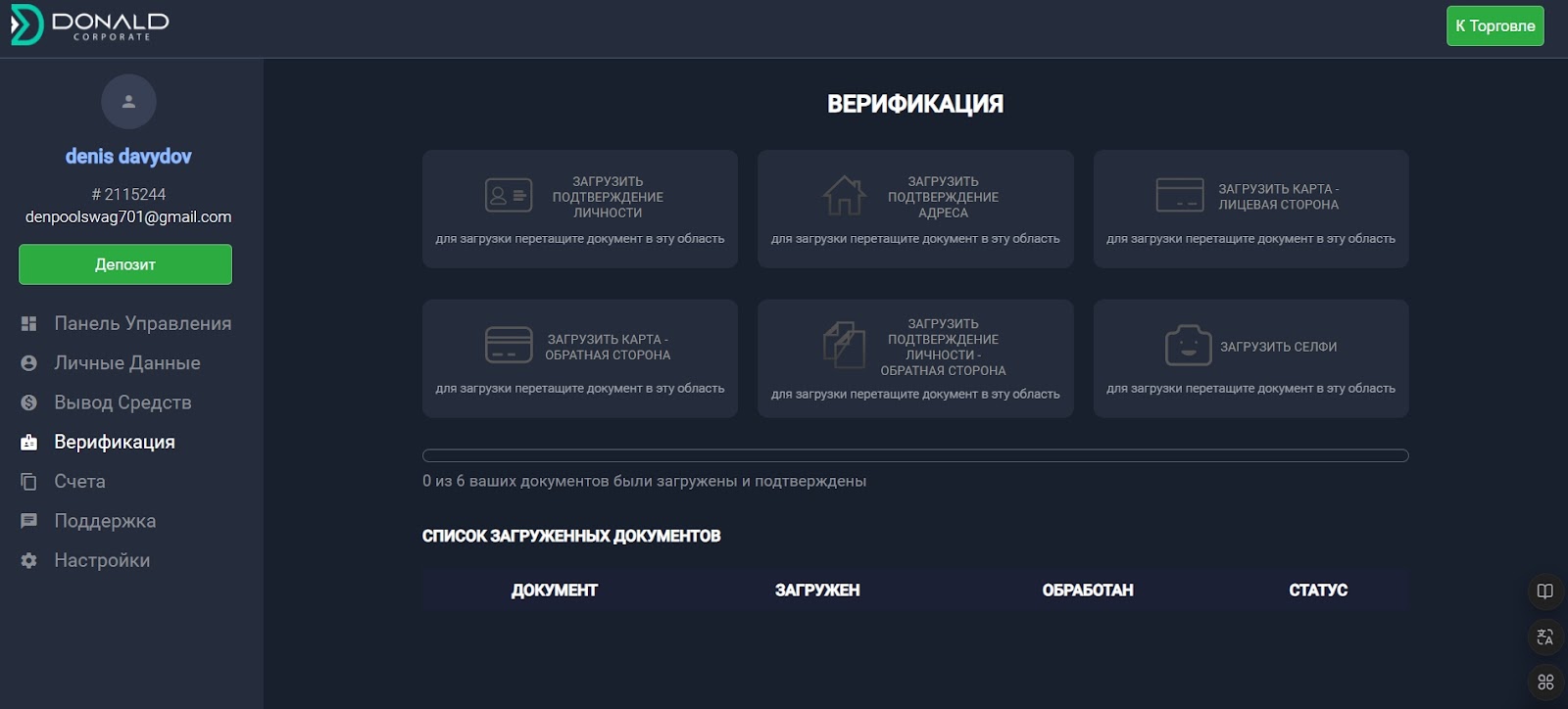 Donald Corporate брокер