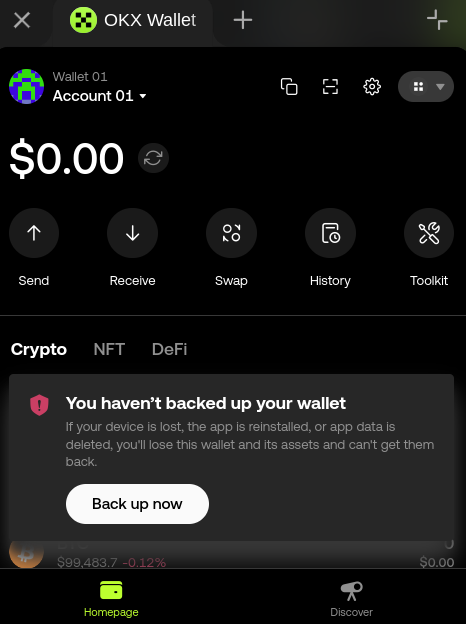 кошелек окх wallet