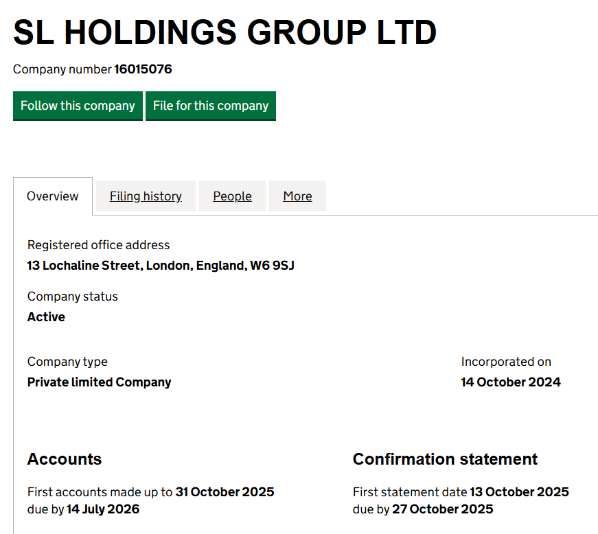 sl holdings corporation