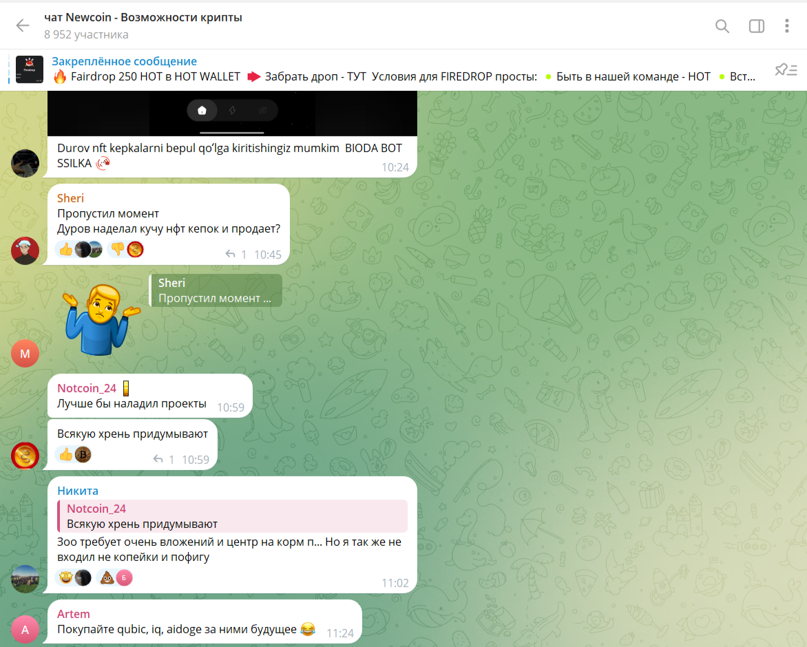 чат Newcoin  Возможности крипты