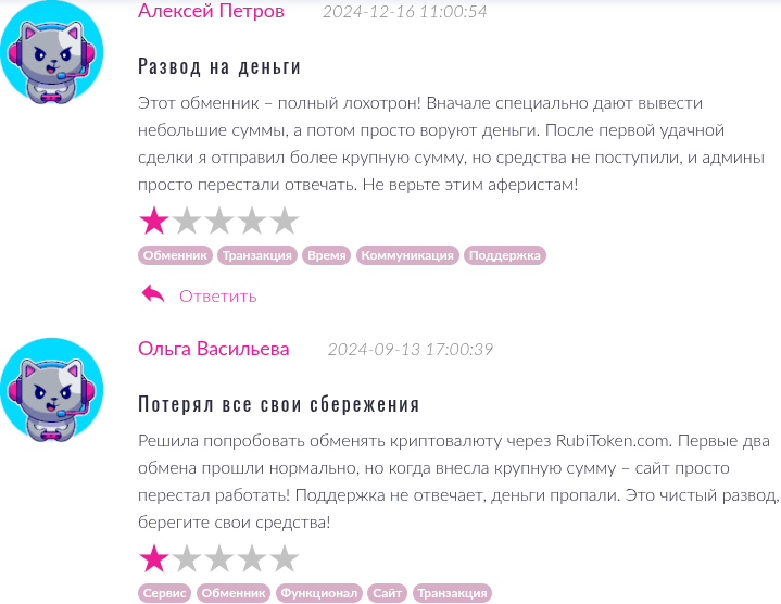 рубитокен проблема с ордерами