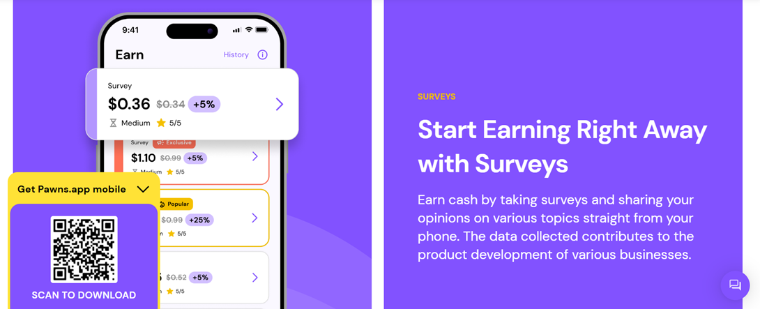 pawns app surveys for money