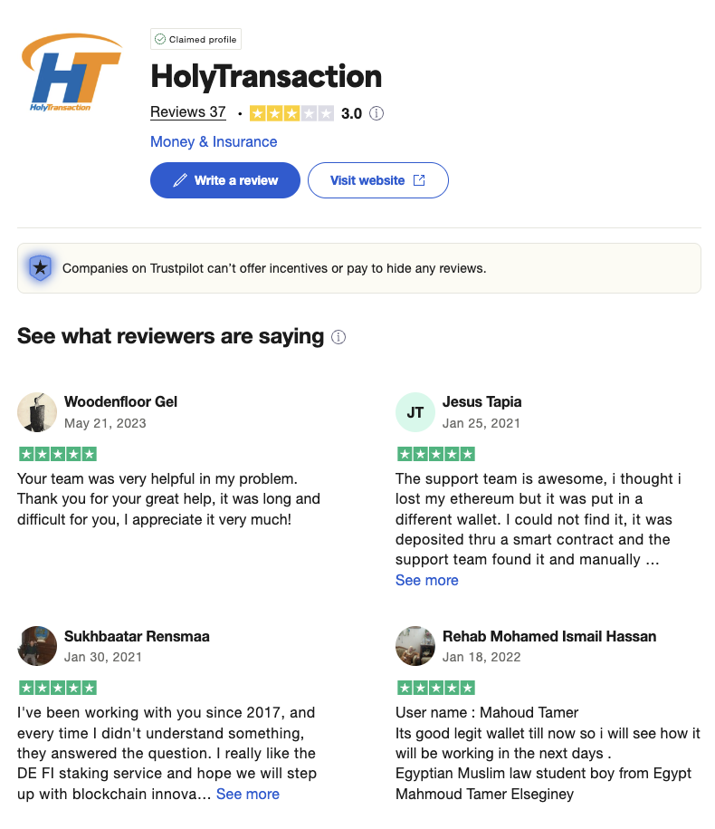 отзывы о holytransaction