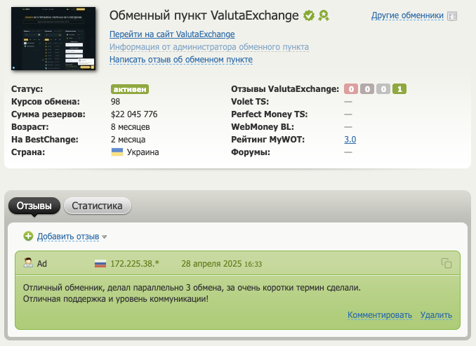 отзывы о valutaexchange